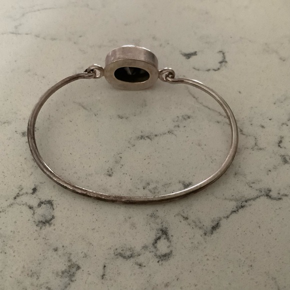 Vintage Haribou black onyx sterling bangle bracelet 925 Scandinavian Danish MCM - Picture 2 of 10